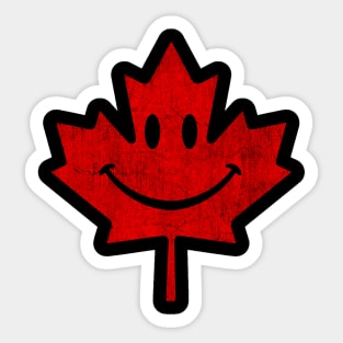 Smiling Face Maple Leaf Canada Happy Canada T Design Sticker